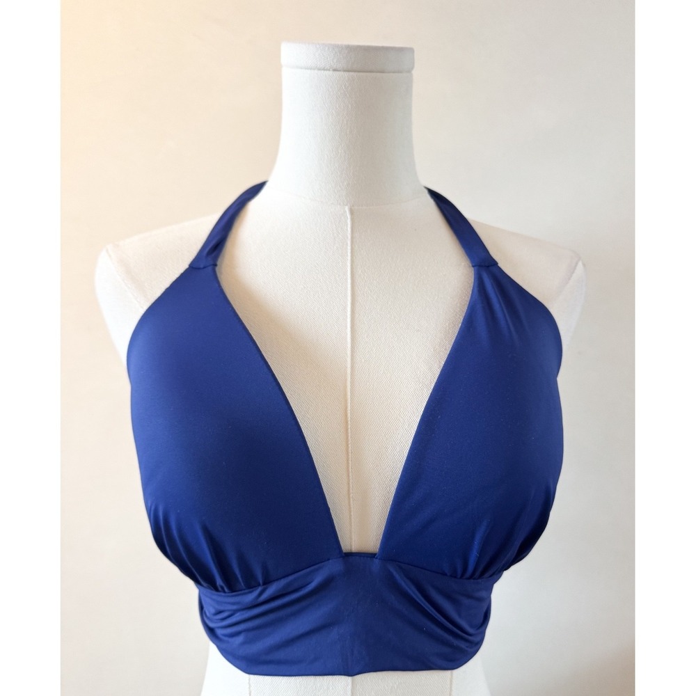 La Blanca Royal Blue Comfy Soft Bikini Top Resort Chic Sexy Vacation Size 34DD